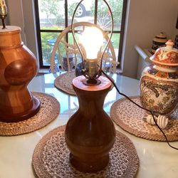 Vintage MCM Turned Wood Lamp