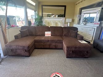 Brand new Brown Corduroy Sectional Sofa with Chaise
