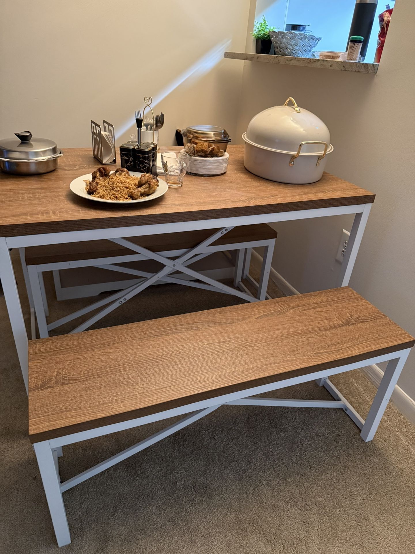 Kitchen Dining Table Benches Set For 4