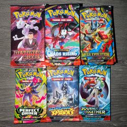 Pokemon Booster Packs - Destined Rivals, Mega Evolution, Surging Sparks, Chaos Rising
