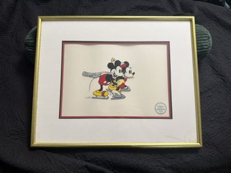 Disney Mickey & Mini “Skating lesson” Silk Print Animation Cel