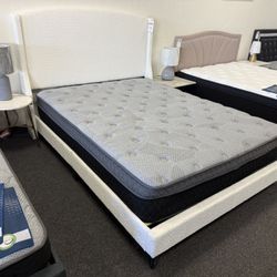 Queen Bed Frame In White Boucle