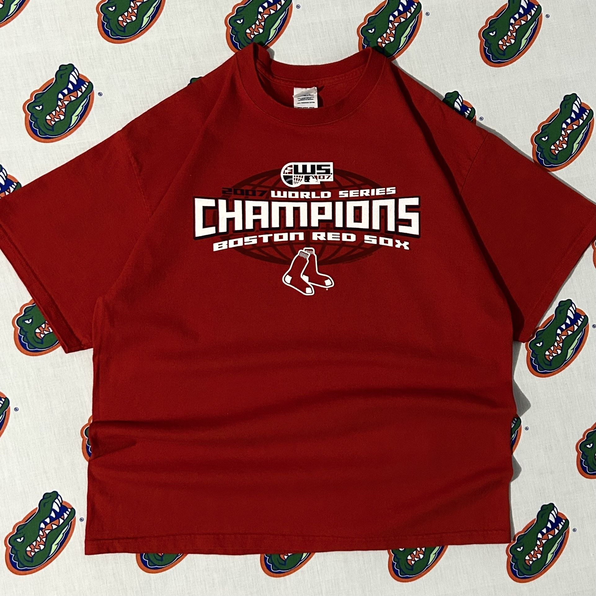 Mens Vintage Y2K VTG Style 2007 Boston Red Sox World Series Championship Graphic Tee Tshirt Size XL