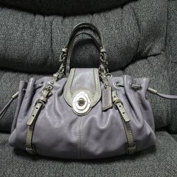 Genuine Coach Leather Bag With Lizard Trim