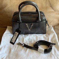 Versace Metallic Gray Bag  