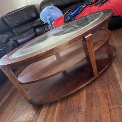 Wooden Coffee Table With Glass