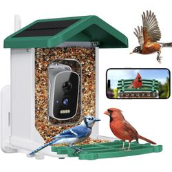 Smart Bird Feeder with Camera, AI Bird Species Identification Solar Powered Panel, 2.5k HD Video Bird House with Camera for Outside Garden, Ideal Gift