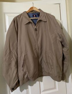Chaps Men's Tan Zip-Up Harrington Jacket