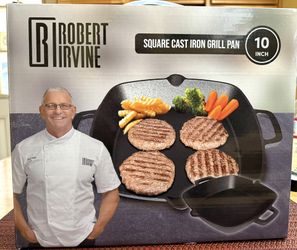 NEW! Robert Irvine’ 10” Square Cast Iron Grill Pan