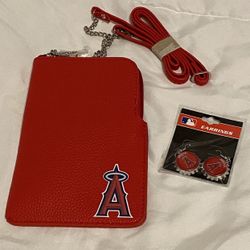 Angels Baseball Earrings & Purse