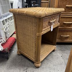 Rattan Wicker Nightstand Side End Table