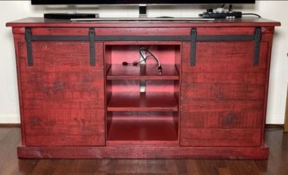 Red Display Media TV Console Unit