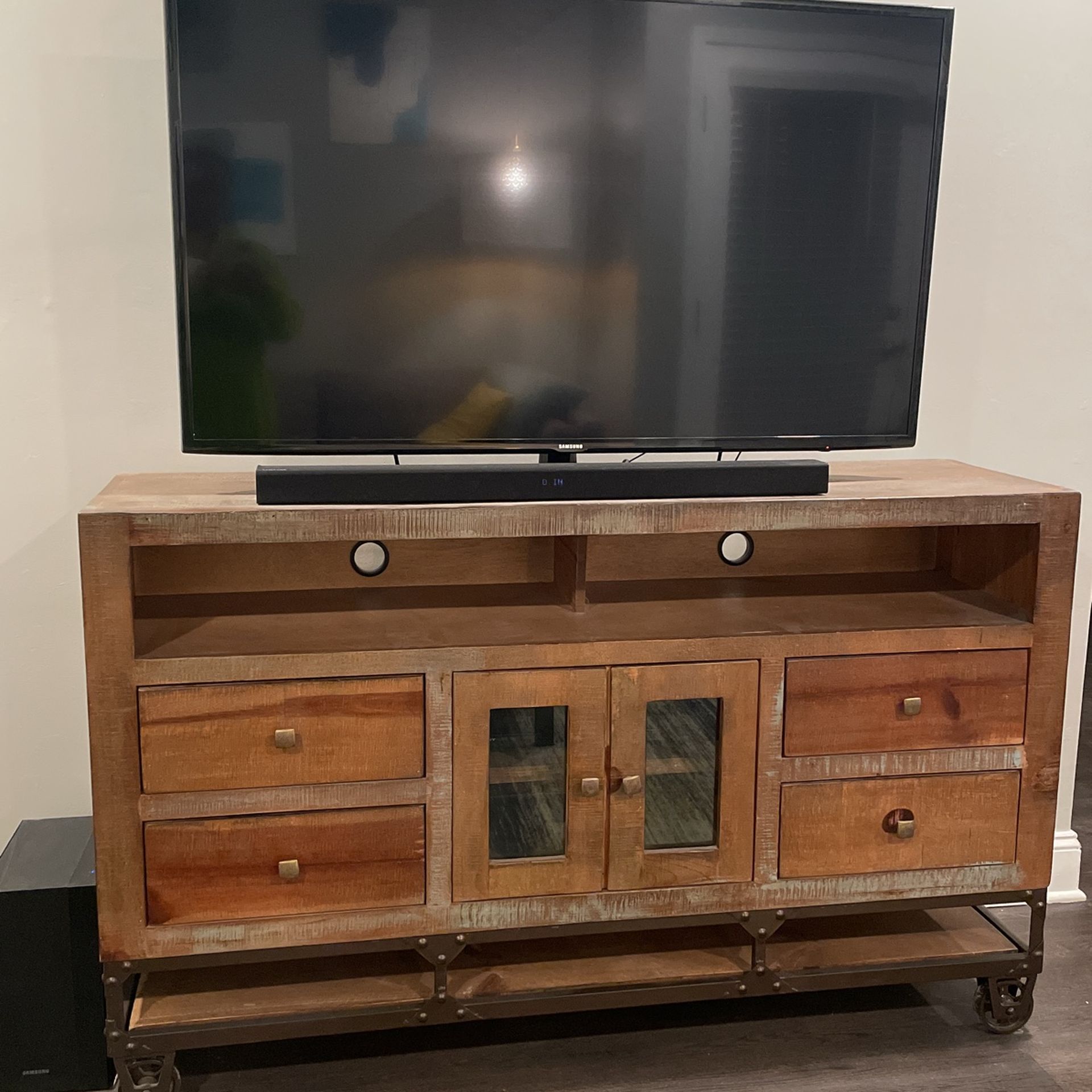 Distressed Wood Media Console