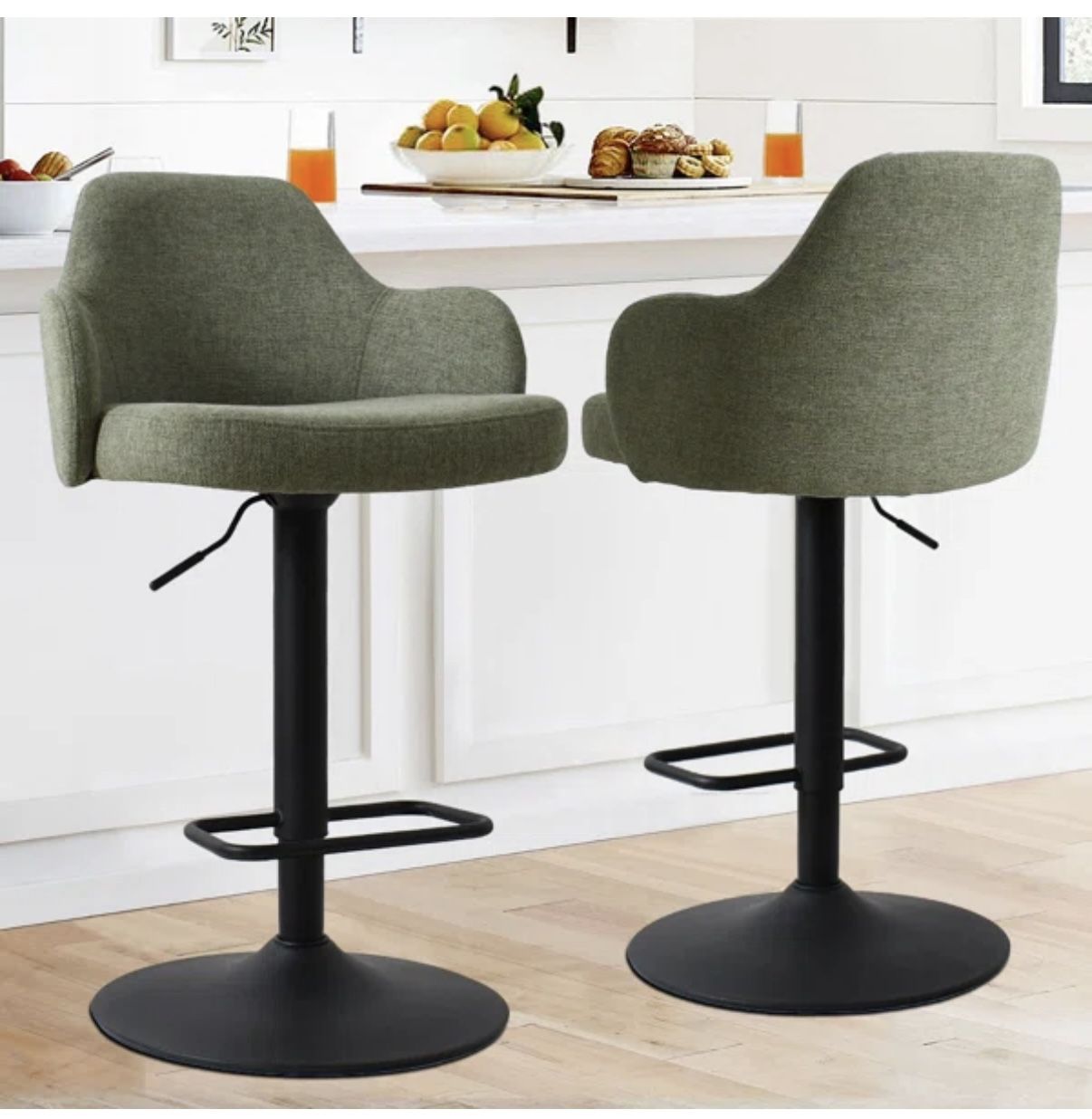 New Set Of Arce Swivel Upholstered Chairs In Hunter Green Adjustable Height