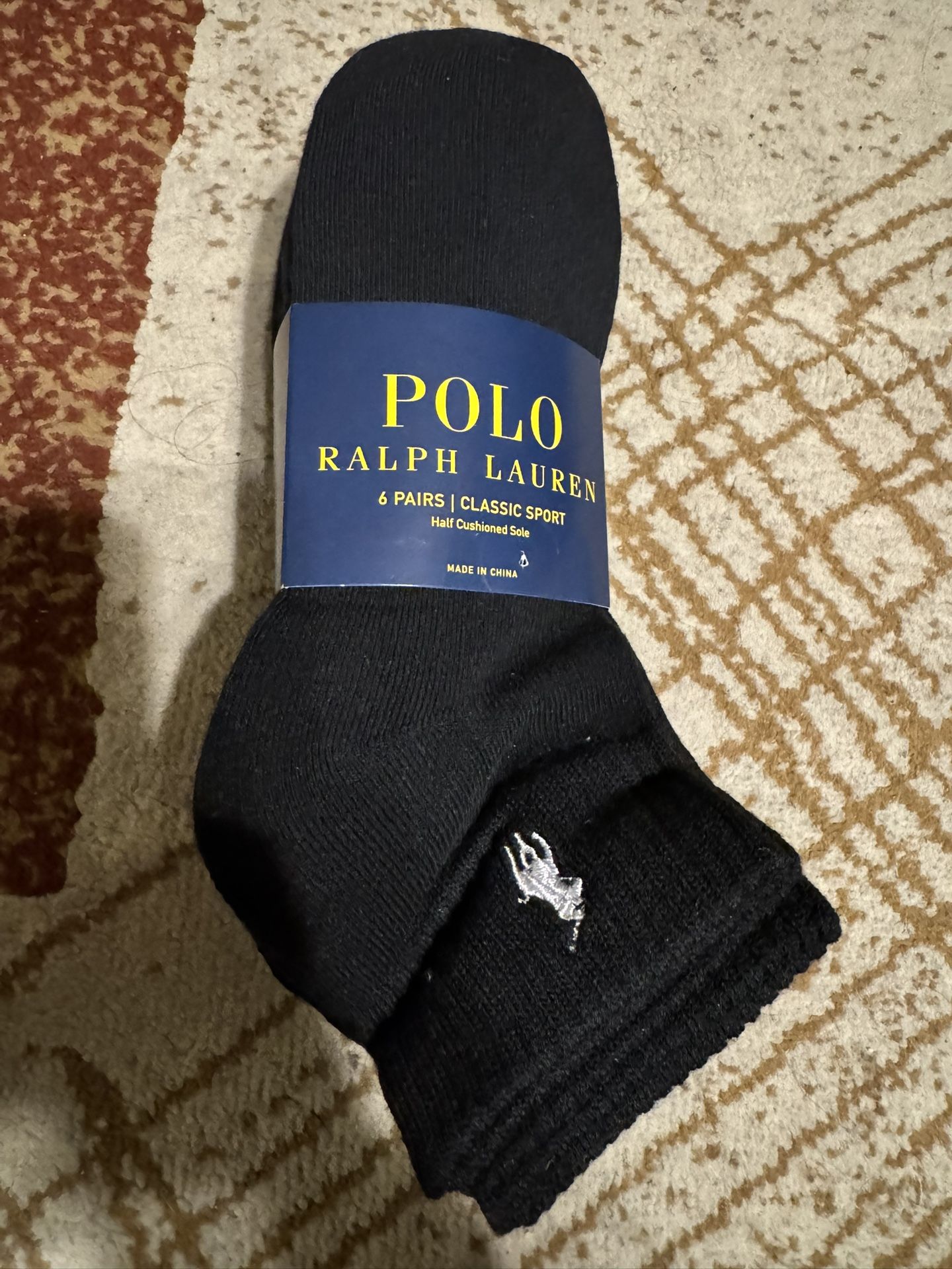 Black With Gray Pony Polo Ralph Lauren ankle/quarter Crew Socks