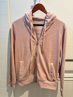 Calvin Klein Pink Velour Zip-Up Hoodie