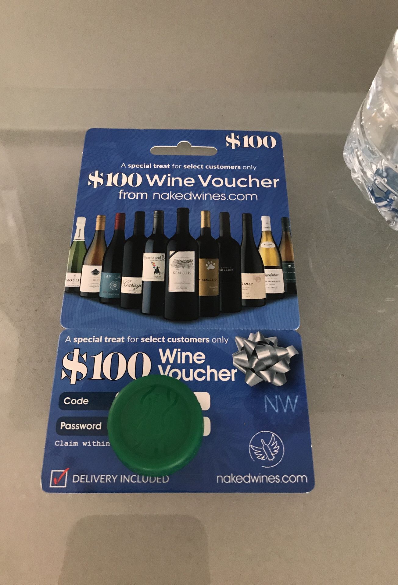 $100 wine voucher for free.