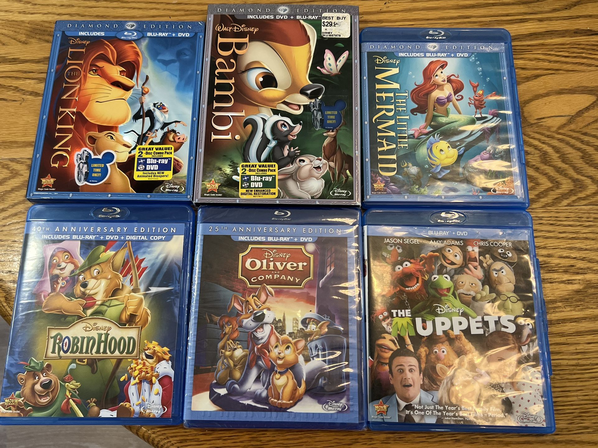 Lot Of Disney Blu-rays Lion King, Little Mermaid, Bambi 