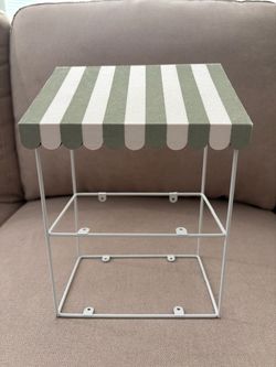 Mini Market Stall Stand with Striped Canopy Shelf