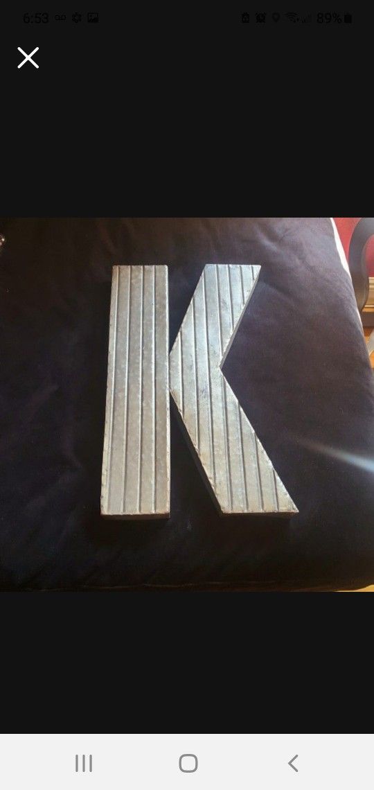 Letter K TIN METAL..18 INCHES TALLL.