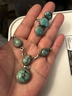 925 Silver Set Necklace And Ring 