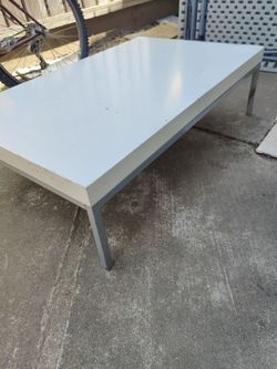 White and Grey Metal Coffee Table
