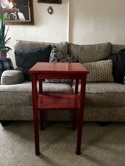 Red Wood Two-Tier Side Table