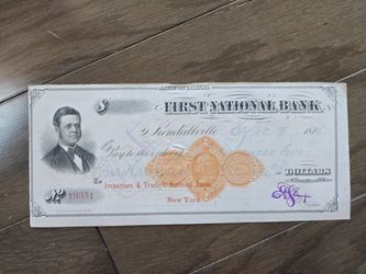 1875 First National Bank Check State Of Indiana