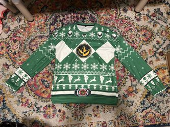 Ugly Christmas Sweater Mighty Morphin Power Rangers Green