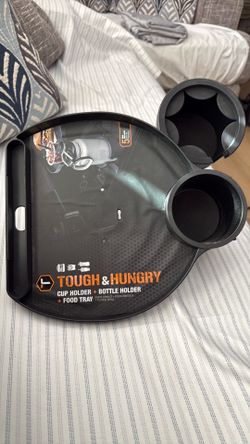 Tough and hungry cupholder bottle holder and food tray