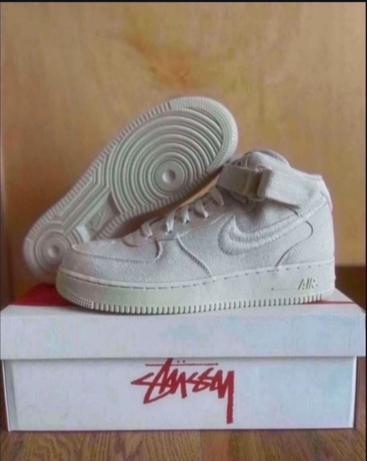 Stussy Air Force 1 Mid Fossil Hemp Size 10 Brand New