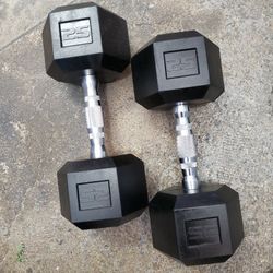 25lb Pair Hexagon Dumbbells New 