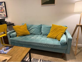 Seafoam Velvet Tufted Sofa