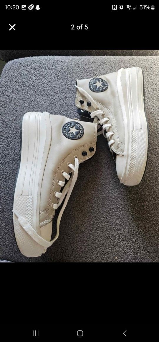 Converse Women's Chuck Taylor All Star Move Hi Platform Beige/grey Fleece Lined sneakers size 9.5
