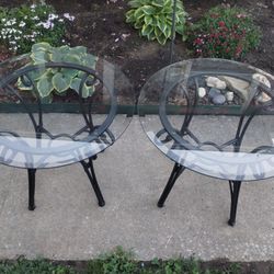 2 Glass Top End Tables 