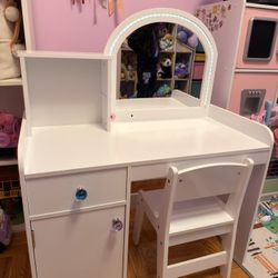 Kids Vanity With Lights And Chair 