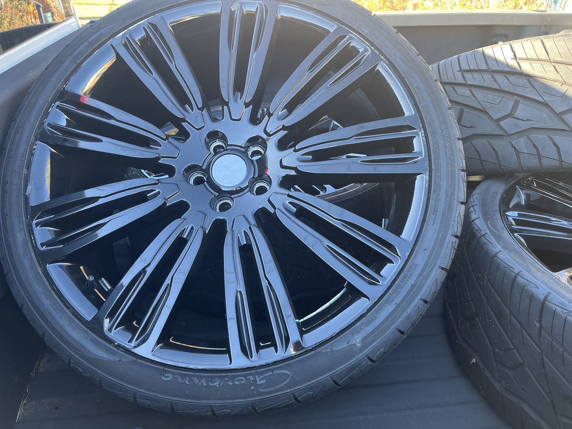 Black Rims And Tire Set 24”