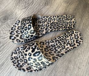NEW Amanda Blu Cheetah Leopard Rubber Slide Sandal Flip Flops 