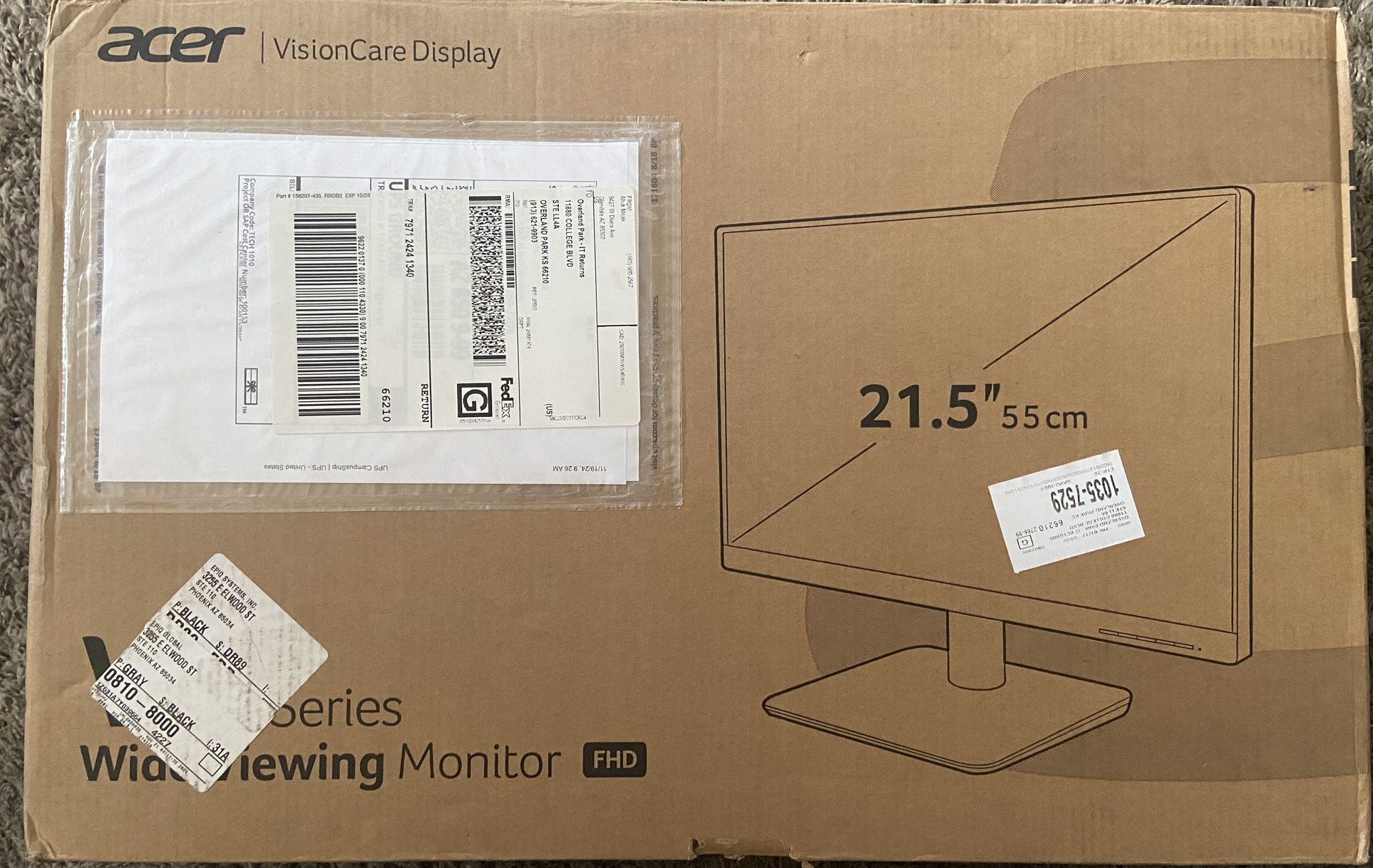 NEW In Box Acer 21.5 Inch 1080p Monitor