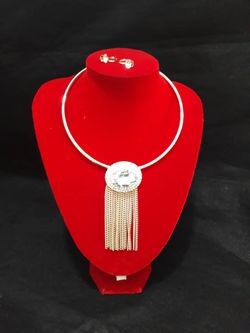 Copper Gold choker and ear ring set