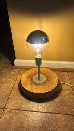 Cork Base Table Lamp with Globe Bulb