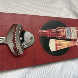 Budweiser 2016 Wooden Wall Mount Bottle Opener ‘Making Living a Fine Art’ Man Cave Bar Decor