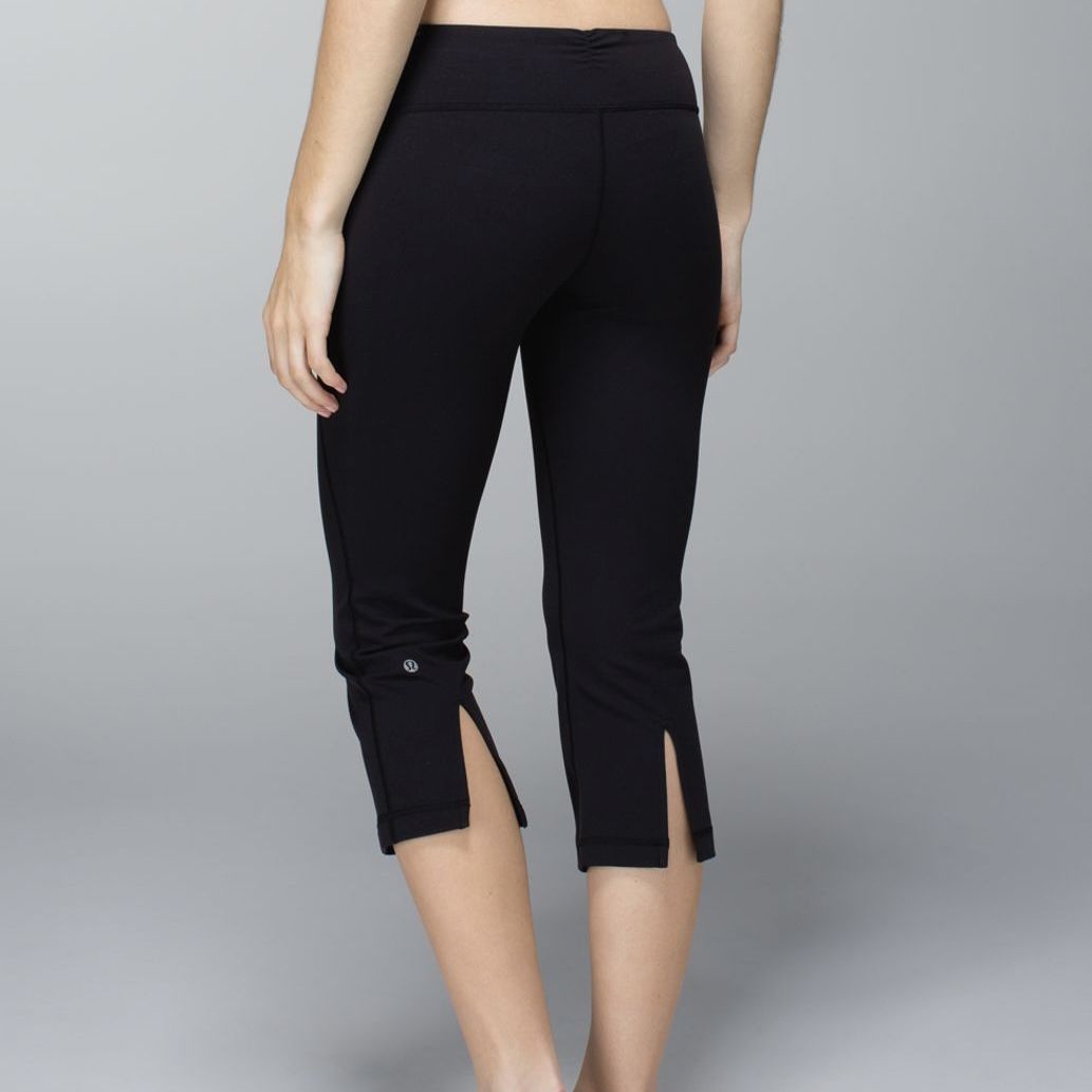 LULULEMON Black Gather & Crow Crop *Full-On Luon Athletic Workout Leggings