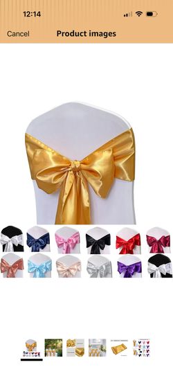Satin Chair Sashes Bows 50PCS Chair Ribbon Ties Back Sash for Wedding Party Events Cover Decoration (Gold)