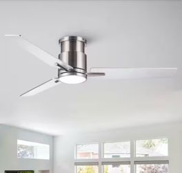 52 in. Indoor Integrated LED Modern Silver Ceiling Fan Lighting with Dimmable Led Lights