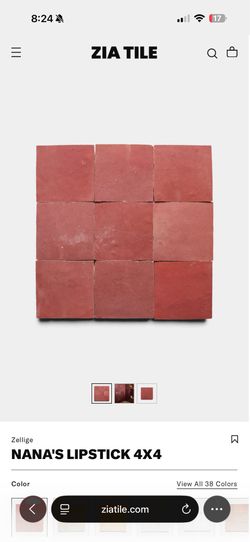 Zia Tile nana's lipstick 4x4  3 boxes