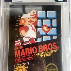 NES Super Mario Bros 1 CIB Complete Black Box WATA 8.0 Early Hangtab