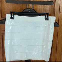 Womens White Blingy Skirt Size XL