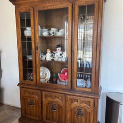 China hutch, Rustic Brown, One Piece (items Inside Not Included) 