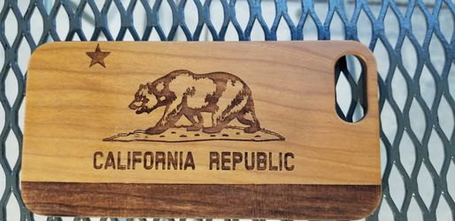 California Republic design laser engraved wood case for iPhone and Samsung Galaxy